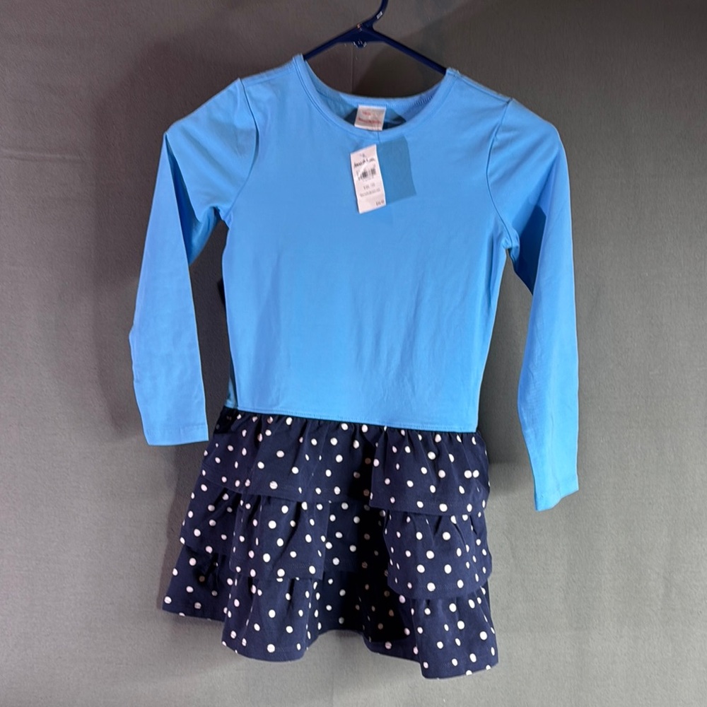 Hannah Montana Blue‎ Long Sleeve Dress with Polka Dot Skirt New